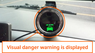 Visual danger warning is displayed